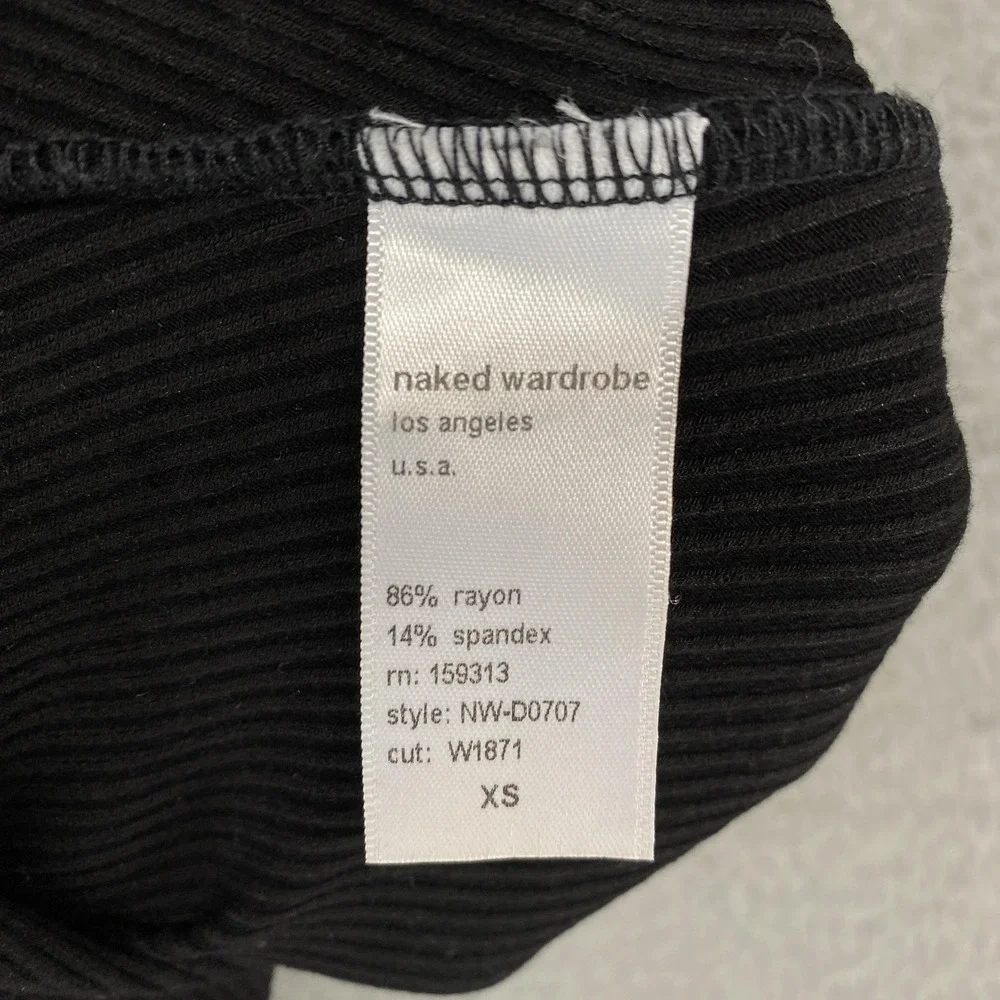 Naked Wardrobe Tank Dress Womens XS Black Ribbed Bodycon Midi USA Minimalist - Picture 7 of 12